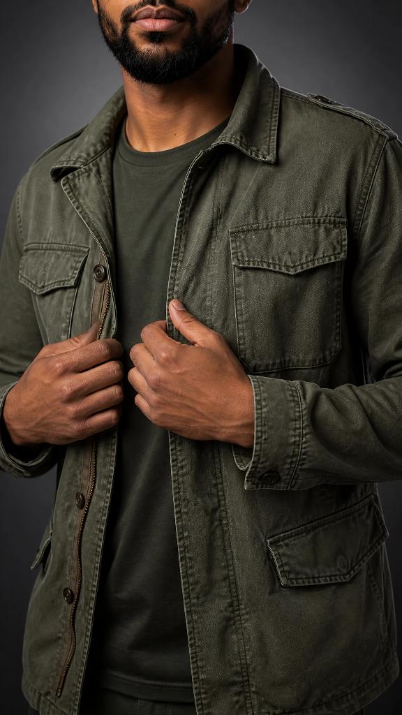 Close shot of the green field jacket