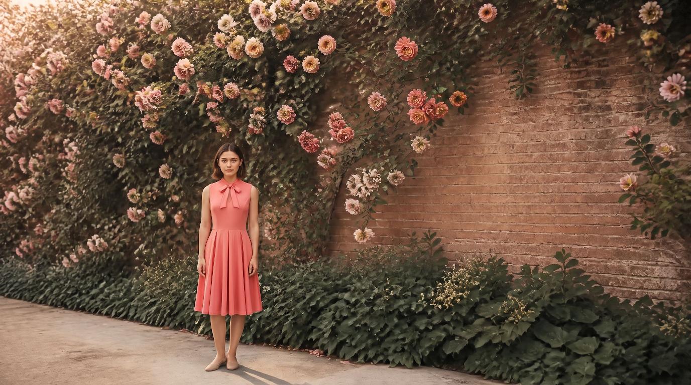 Pink dress, landscape size