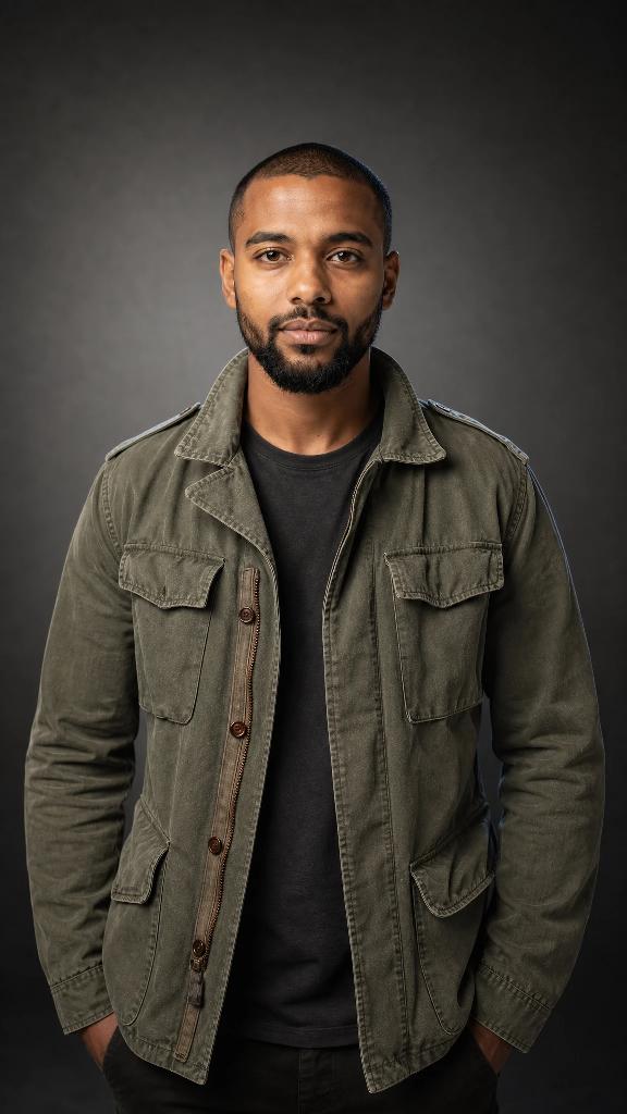 Medium shot of the green field jacket