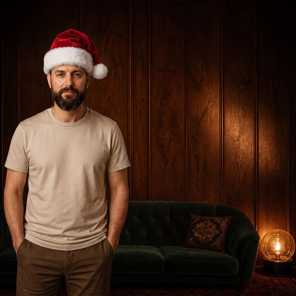 On-brand photo: Santa hat on the brand model