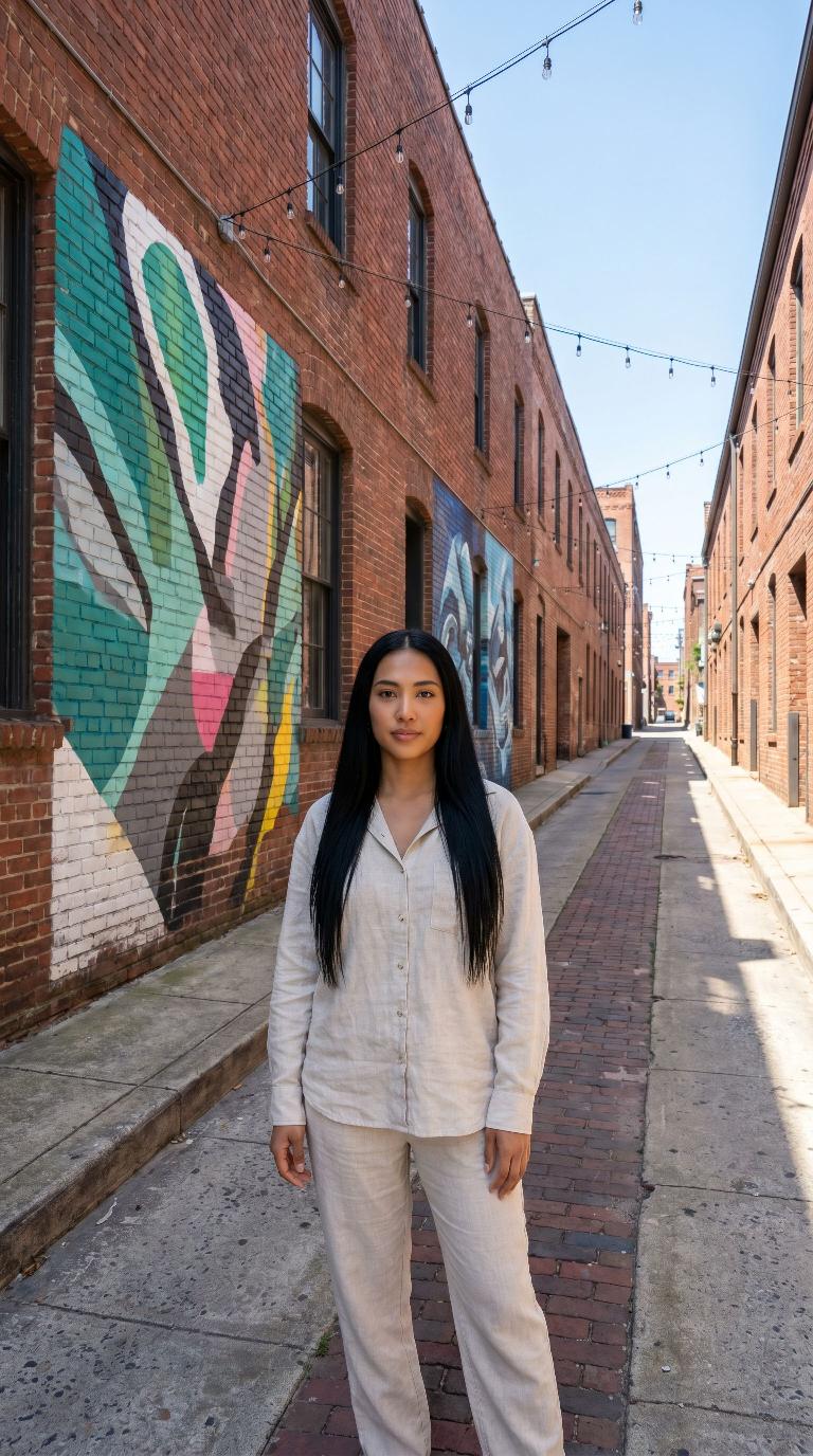 Scene: Street-art brick alleyway