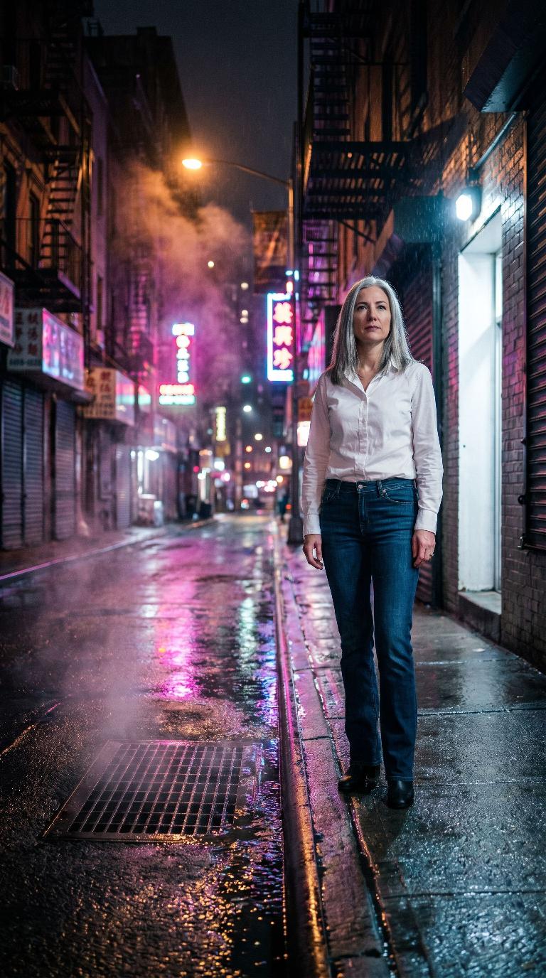 Scene: Rain-slick neon street