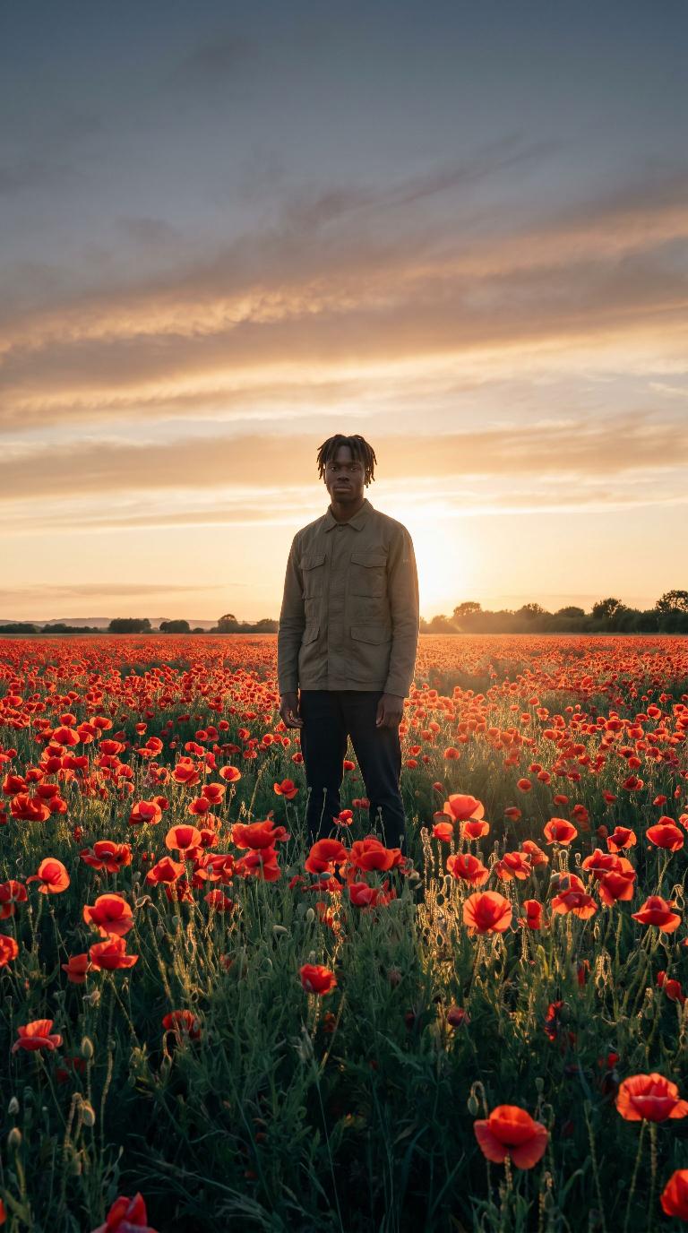 Scene: Poppy field at sunset