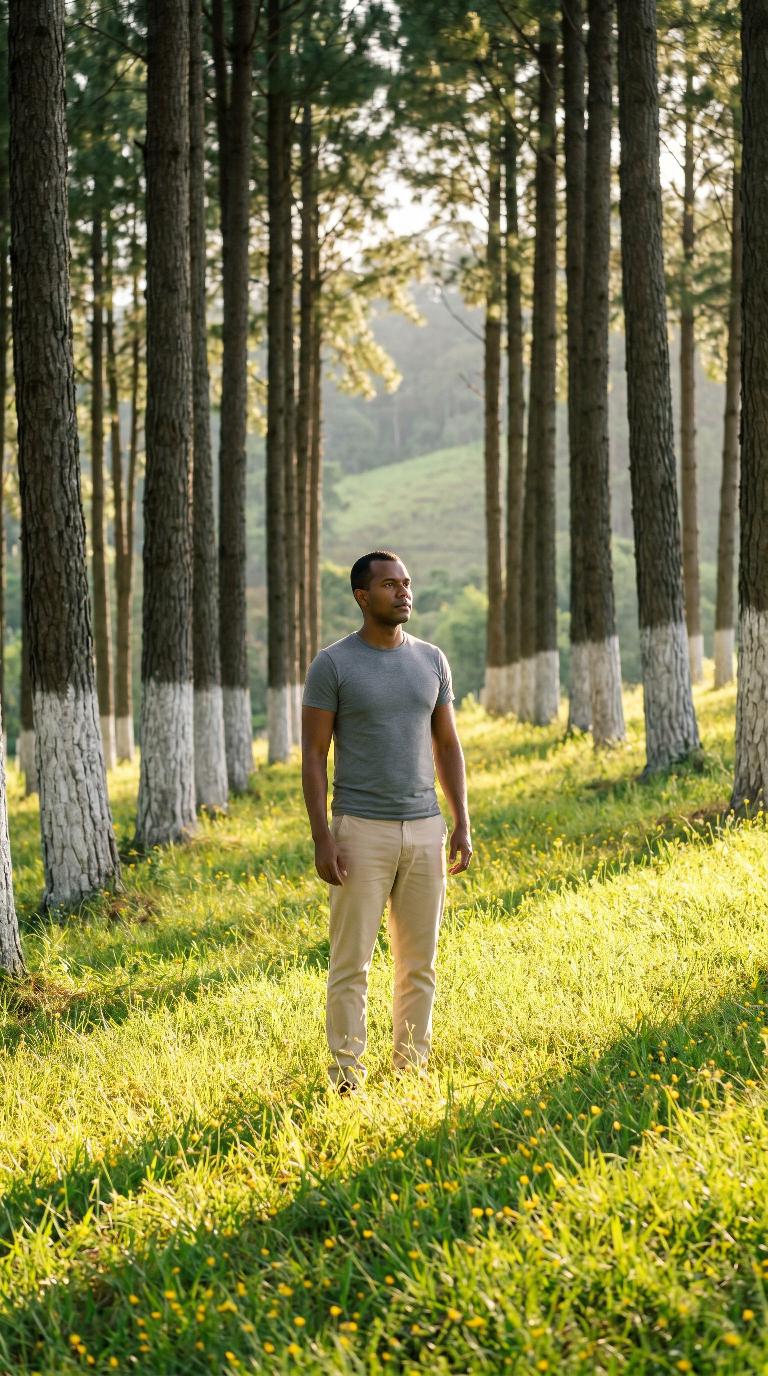 Scene: Whitewashed pine grove