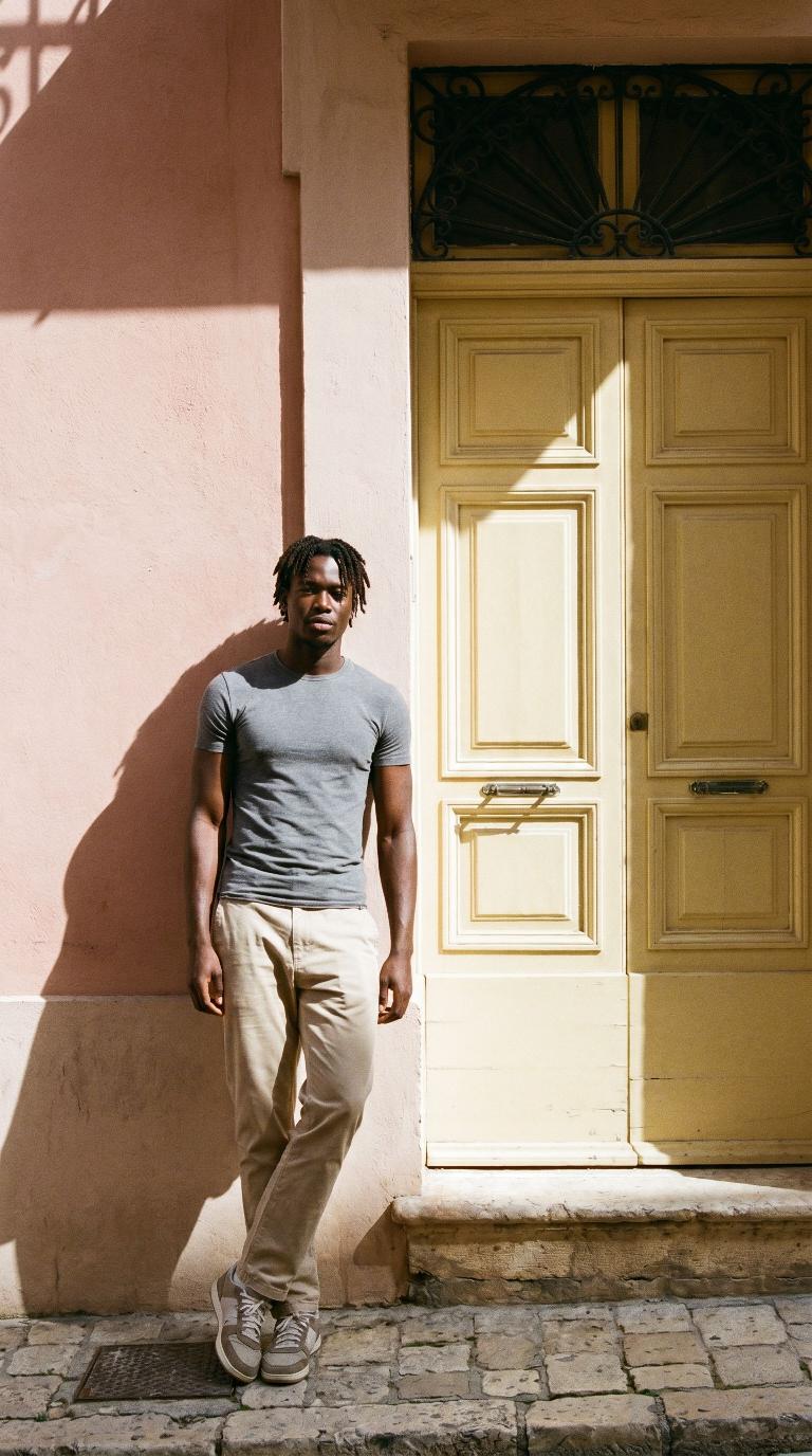 Scene: Yellow door in a pink facade